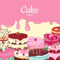 Cake Shop. Set of Decorated Cakes. Confectionery Royalty Free Stock Photo