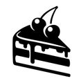 Cake slice icon sign black cherry vector illustration Royalty Free Stock Photo