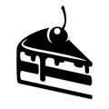 Cake slice icon sign black cherry vector illustration Royalty Free Stock Photo