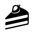 Cake slice icon sign black strawberry vector illustration