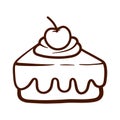 Cake Slice Line Food Bakery Cartoon Doodle Icon PNG Illustration Royalty Free Stock Photo