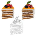 Cake slices vector illustration three different ways