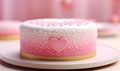 Cake in soft pink shades with a heart in a minimalist style