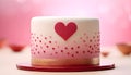 Cake in soft pink shades with a heart in a minimalist style