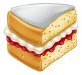 Cake Sponge Slice Jam Cream Woodcut Drawing