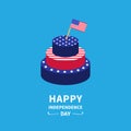 Cake with star and strip flag Happy independence Royalty Free Stock Photo