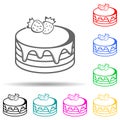 cake with strawberries multi color style icon. Simple thin line, outline vector of bakery shop icons for ui and ux, website or Royalty Free Stock Photo