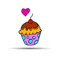 Cake sweet birthday cupcake delicious cream food vector dessert