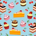 Cake sweet dessert set pattern Royalty Free Stock Photo