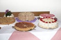 Cake and tartes buffet. birthday celebration party Royalty Free Stock Photo