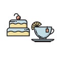 Cake and tea cup, bakery, confectionary shop icon