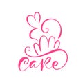 Cake vector calligraphic text with logo. Sweet cupcake with cream, vintage dessert emblem template design element. Candy