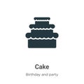 Cake vector icon on white background. Flat vector cake icon symbol sign from modern birthday and party collection for mobile Royalty Free Stock Photo