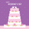 Cake Wedding Flower Sweet cute cartoon Vector Royalty Free Stock Photo