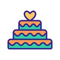 Cake for the wedding icon vector. Isolated contour symbol illustration Royalty Free Stock Photo