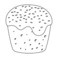 Cake with white fondant. Easter single icon in outline style vector symbol stock illustration.