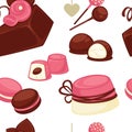 Cakes and biscuits chocolate delicious food pattern vector