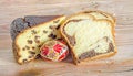 Cakes called Pasca made with cheese and raisins, Cozonac with sm Royalty Free Stock Photo