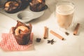 cakes with a chocolate stuffing and sticks of cinnamon/cakes wit Royalty Free Stock Photo