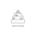 Cakes decorating line icon