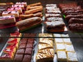 Cakes with different fillings and flavors