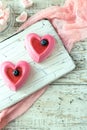 Cakes in the form of heart on the day of the holy Valentine Royalty Free Stock Photo