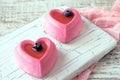 Cakes in the form of heart on the day of the holy Valentine Royalty Free Stock Photo