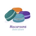 The cakes are French sweet macaroons. It is a delicious and beautiful dessert