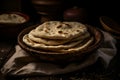 Cakes. fresh pita, taken from the oven round pita bread from the oven. Homebaked bread. Generated AI