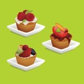 Cakes with fruits