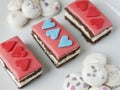 Cakes with love hearts