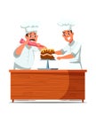 Cakes making process flat vector illustration