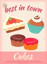 Cakes Poster Best in Town Vintage Style