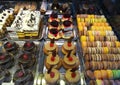 Cakes in the refrigerated showcase