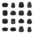 Cakes set icons in black style. Big collection of cakes vector symbol stock illustration