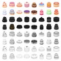 Cakes set icons in cartoon style. Big collection of cakes vector symbol stock illustration