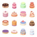 Cakes set icons in cartoon style. Big collection of cakes vector symbol stock illustration