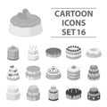 Cakes set icons in monochrome style. Big collection of cakes vector symbol stock illustration