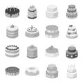 Cakes set icons in monochrome style. Big collection of cakes vector symbol stock illustration