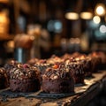 Cakes On Stone In Rustic Pub. Generative AI Royalty Free Stock Photo