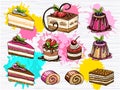 Cakes vector set isolated. Colorful cakes collection. Royalty Free Stock Photo