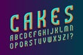 Cakes volumetric alphabet. Urban 3d font. Isolated english alphabet