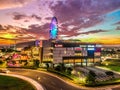 Cakung, East Jakarta, Indonesia (02/Mei/2019) : Aerial view of the sunset with colorful clouds at Aeon Mall JGC