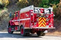 CAL FIRE engine truck of California Department of Forestry and Fire Protection parked outdoors on mountain road