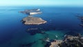 Cala Comte beach in Ibiza aerial view