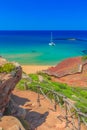 Cala del Pilar Beach Scenery at Menorca Island Royalty Free Stock Photo