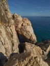 Cala fuili seaside rocky bay by cala gonone in sardegna Royalty Free Stock Photo