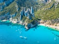 Cala Goloritze, Orosei Gulf, East Sardinia, Italy. Aerial view Royalty Free Stock Photo