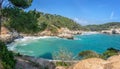 Cala Mitjana and Cala Mitjaneta in Menorca, Balearic islands Spain