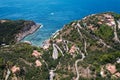 Cala Piccola, province of Grosseto, village and beach near Porto Santo Stefano photographed with drone. Royalty Free Stock Photo